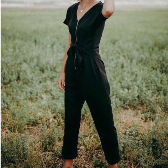 Piper & Scoot Pants - Piper & Scoot Zip-Front Black Jumpsuit